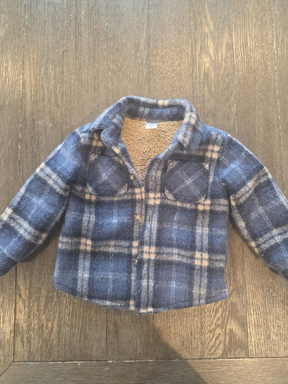 Carter's Blue and Cream Plaid Sherpa-Lined Jacket